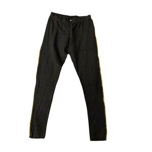 Steve Madden Womens Size Small Legging Pull On Black Pants Gold Stripe Down Side